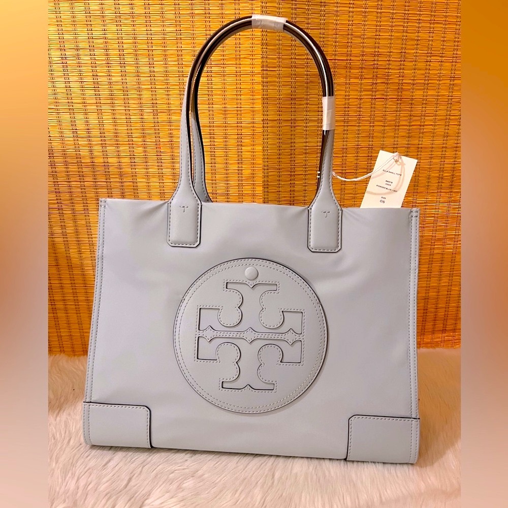 NWT Tory Burch Small Ella Nylon Tote Powder Blue